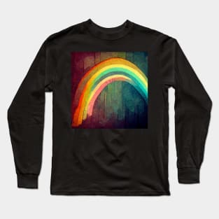 Vibrant colored rainbow on a washed out background. Long Sleeve T-Shirt